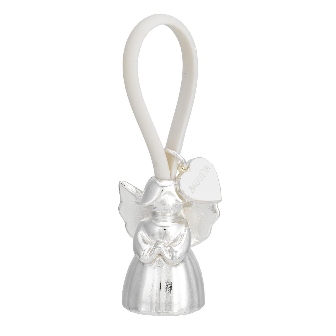 PORTACHIAVI ANGELO 3 SILVER PLATED GANCIO IN SILICONE BIANCO